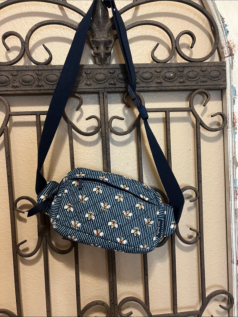Vera Bradley Navy Stripe Crossbody with Bee Print